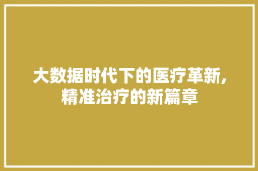 大数据时代下的医疗革新,精准治疗的新篇章