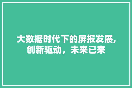 大数据时代下的屏报发展,创新驱动，未来已来 360搜优化