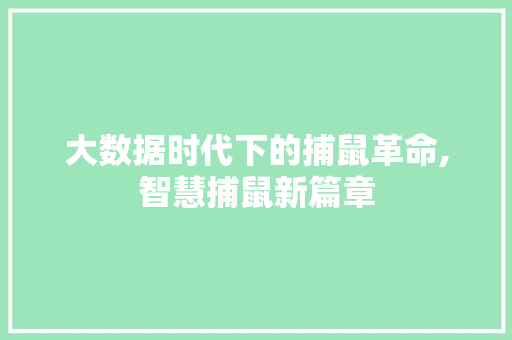 大数据时代下的捕鼠革命,智慧捕鼠新篇章 头条优化