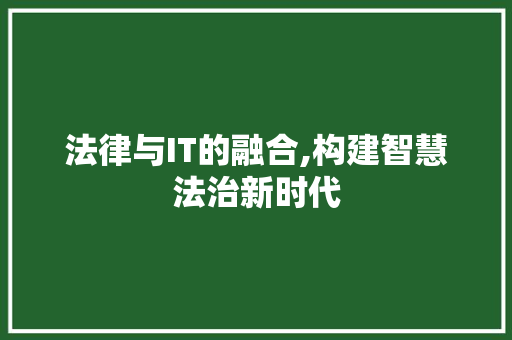 法律与IT的融合,构建智慧法治新时代 小程序开发