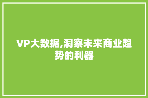 VP大数据,洞察未来商业趋势的利器