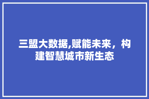 三盟大数据,赋能未来，构建智慧城市新生态 搜狗优化