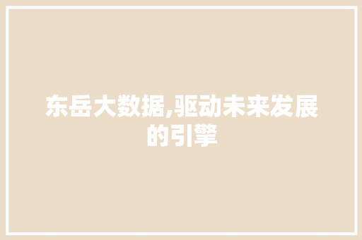 东岳大数据,驱动未来发展的引擎 搜狗优化