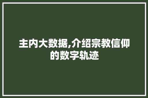 主内大数据,介绍宗教信仰的数字轨迹