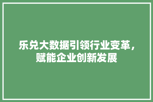 乐兑大数据引领行业变革，赋能企业创新发展 百度算法