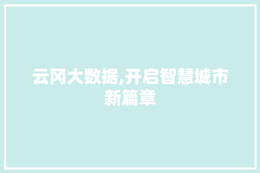 云冈大数据,开启智慧城市新篇章 英文谷歌算法