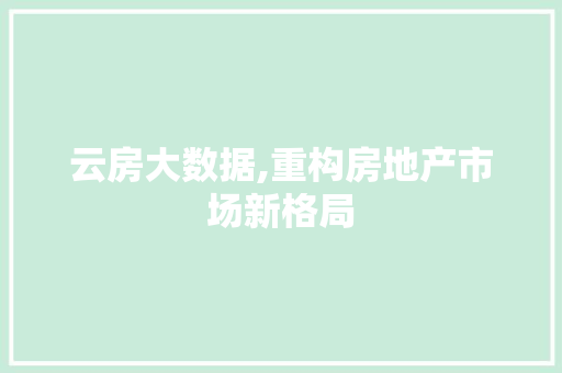 云房大数据,重构房地产市场新格局