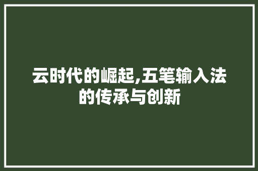 云时代的崛起,五笔输入法的传承与创新 搜狗优化