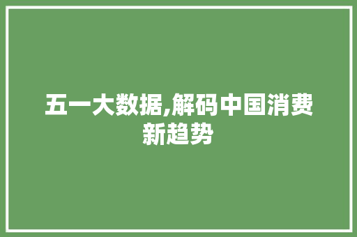 五一大数据,解码中国消费新趋势