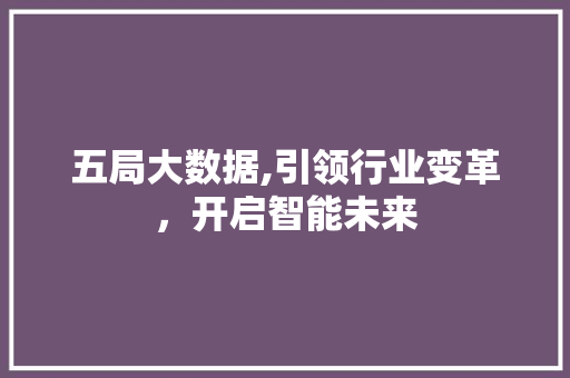 五局大数据,引领行业变革，开启智能未来 网站开发
