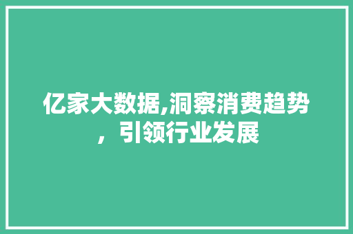 亿家大数据,洞察消费趋势，引领行业发展