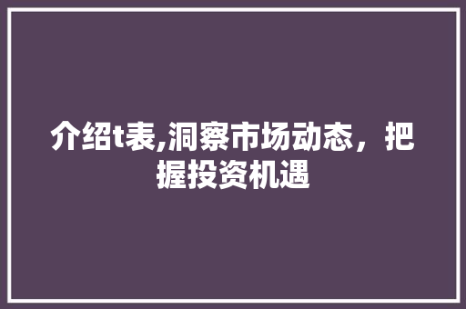 介绍t表,洞察市场动态，把握投资机遇
