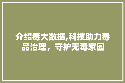 介绍毒大数据,科技助力毒品治理，守护无毒家园
