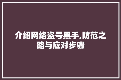 介绍网络盗号黑手,防范之路与应对步骤