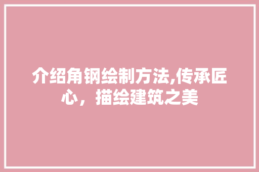 介绍角钢绘制方法,传承匠心，描绘建筑之美