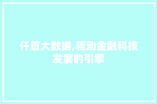 仟首大数据,驱动金融科技发展的引擎