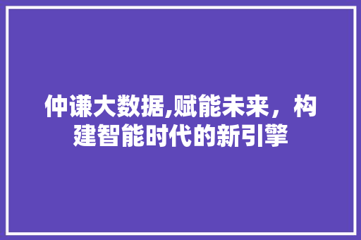 仲谦大数据,赋能未来，构建智能时代的新引擎