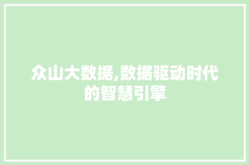 众山大数据,数据驱动时代的智慧引擎 AI技术学习