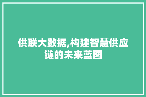 供联大数据,构建智慧供应链的未来蓝图