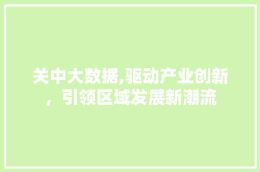 关中大数据,驱动产业创新，引领区域发展新潮流