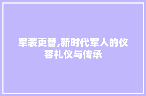 军装更替,新时代军人的仪容礼仪与传承 seo技术