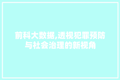 前科大数据,透视犯罪预防与社会治理的新视角 英文谷歌算法