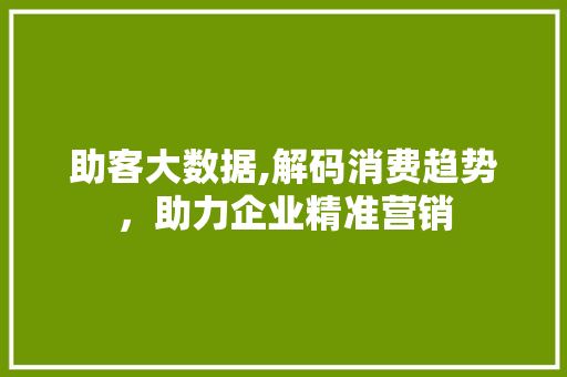 助客大数据,解码消费趋势，助力企业精准营销 网站优化
