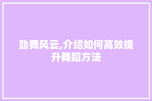 劲舞风云,介绍如何高效提升舞蹈方法