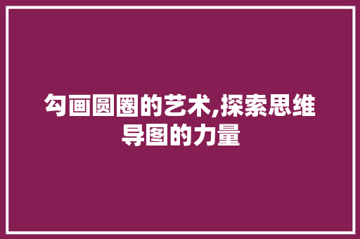 勾画圆圈的艺术,探索思维导图的力量