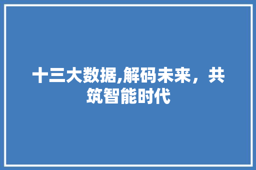 十三大数据,解码未来，共筑智能时代 百度算法
