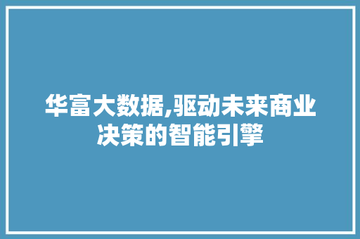 华富大数据,驱动未来商业决策的智能引擎 英文谷歌算法