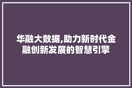 华融大数据,助力新时代金融创新发展的智慧引擎 小程序开发