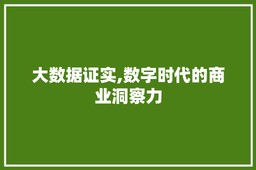 大数据证实,数字时代的商业洞察力 小程序开发