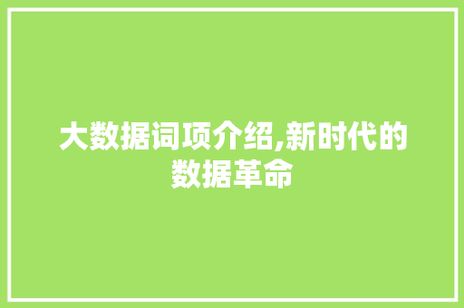 大数据词项介绍,新时代的数据革命 搜狗优化