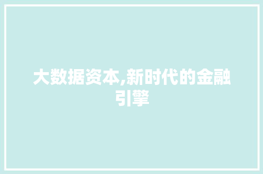 大数据资本,新时代的金融引擎