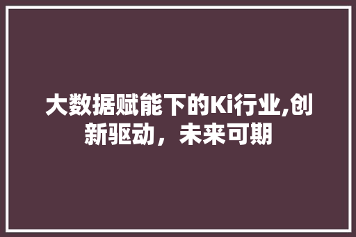 大数据赋能下的Ki行业,创新驱动，未来可期 网站开发