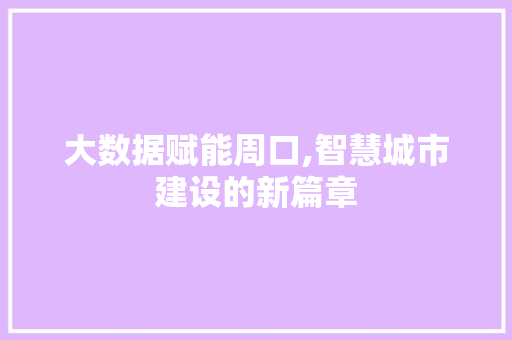 大数据赋能周口,智慧城市建设的新篇章 小程序开发
