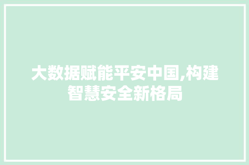 大数据赋能平安中国,构建智慧安全新格局 360搜优化