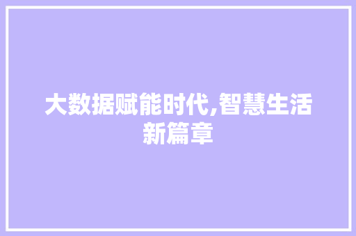 大数据赋能时代,智慧生活新篇章 小程序开发