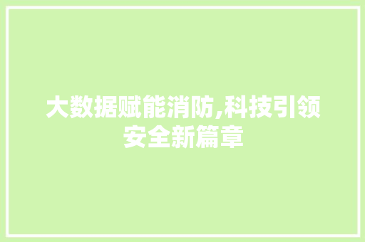 大数据赋能消防,科技引领安全新篇章