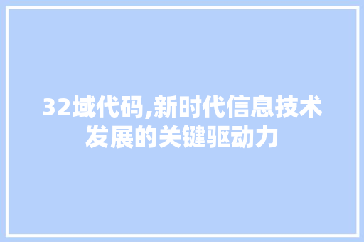 32域代码,新时代信息技术发展的关键驱动力