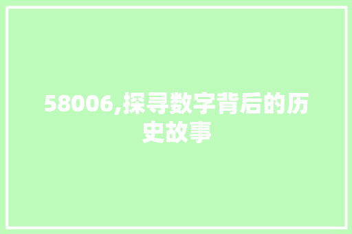 58006,探寻数字背后的历史故事 网站优化