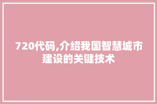 720代码,介绍我国智慧城市建设的关键技术 英文谷歌算法