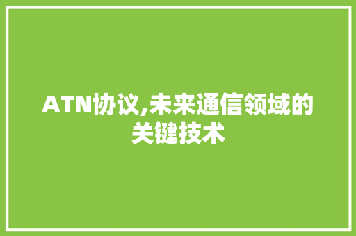 ATN协议,未来通信领域的关键技术 英文谷歌算法