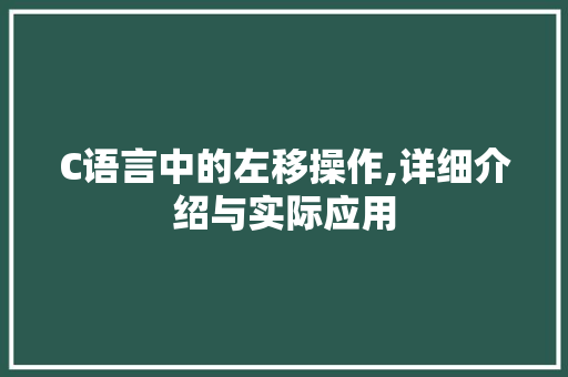 C语言中的左移操作,详细介绍与实际应用 AI技术学习