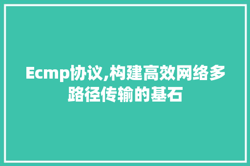 Ecmp协议,构建高效网络多路径传输的基石