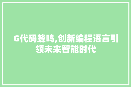 G代码蜂鸣,创新编程语言引领未来智能时代