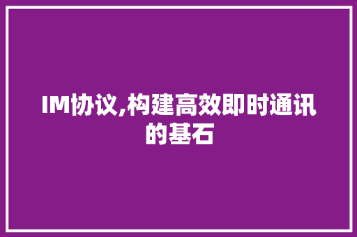 IM协议,构建高效即时通讯的基石 360搜优化