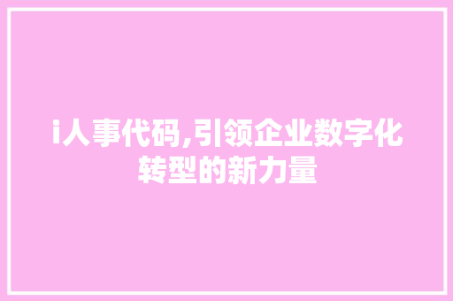 i人事代码,引领企业数字化转型的新力量