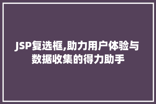 JSP复选框,助力用户体验与数据收集的得力助手